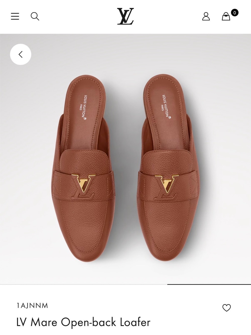 Louis Vuitton Tan Leather V-Detail Slip-On Loafers